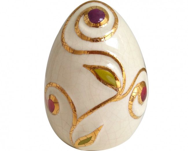 grand oeuf en faïence de gien sur pied bronze Lille, Lens, Arras